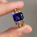 Fabulous 8 ct emerald Full White Moissanite Band White,Yellow,Rose Gold For Engagement