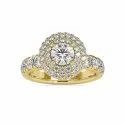 DEF Round Cut Full White Moissanite Cluster Ring White,Yellow,Rose Gold For Engagement