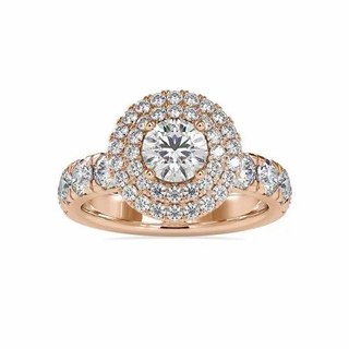 DEF Round Cut Full White Moissanite Cluster Ring White,Yellow,Rose Gold For Engagement