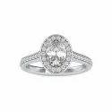 Oval Cut Full White Moissanite Halo with Accent Ring White,Yellow,Rose Gold For Engagement Wedding