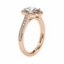 Oval Cut Full White Moissanite Halo with Accent Ring White,Yellow,Rose Gold For Engagement Wedding