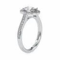 Oval Cut Full White Moissanite Halo with Accent Ring White,Yellow,Rose Gold For Engagement Wedding