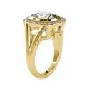 Cushion Cut 6 Carats Full White Moissanite Gold Halo Ring For Engagement Wedding