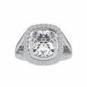 Cushion Cut 6 Carats Full White Moissanite Gold Halo Ring For Engagement Wedding