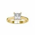 White Yellow Rose Gold Solitaire Princess Cut Full White Moissanite For Engagement Wedding