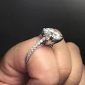 Round Cut Full White Moissanite Ring White,Yellow,Rose Gold For Engagement, Wedding