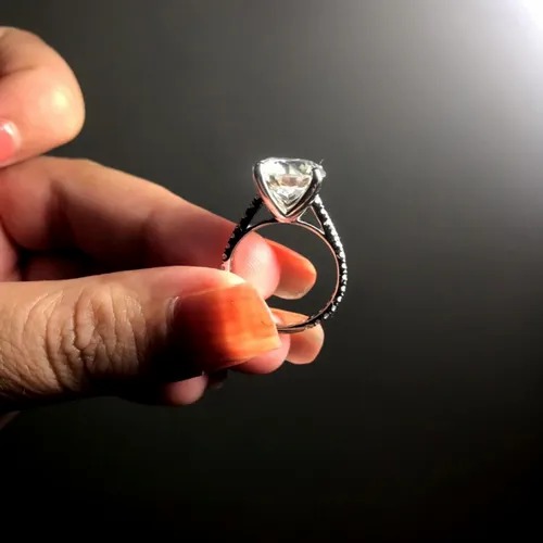 Round Cut Full White Moissanite Ring White,Yellow,Rose Gold For Engagement, Wedding