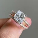 princess Cut 3 CT Full White Moissanite Ring White,Yellow,Rose Gold For Engagement Wedding