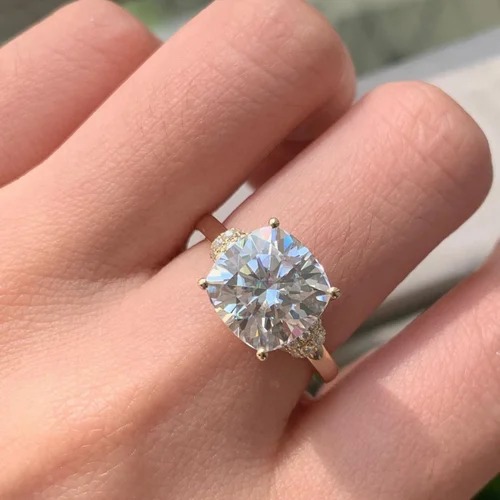 round Cut 2CT Full White Moissanite Ring White,Yellow,Rose Gold For Engagement Wedding
