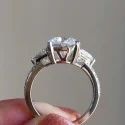 Round Cut 3CT Full White Moissanite Ring White,Yellow,Rose Gold For Engagement Wedding