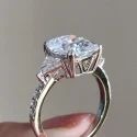 Round Cut 3CT Full White Moissanite Ring White,Yellow,Rose Gold For Engagement Wedding