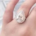 Round Cut DEF Moissanite 14k/18k Gold Hallmarked Ring with Band For Engagement Wedding