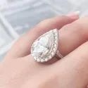 Round Cut DEF Moissanite 14k/18k Gold Hallmarked Ring with Band For Engagement Wedding