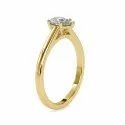 Round Cut Full White Moissanite Gold Ring With Accents For Engagement