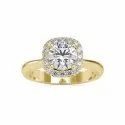 Round Cut White Moissanite Ring White Yellow Rose Gold For Engagement
