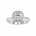 Round Cut White Moissanite Ring White Yellow Rose Gold For Engagement