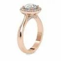 Round Cut White Moissanite Ring White Yellow Rose Gold For Engagement