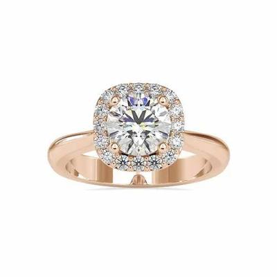 Round Cut White Moissanite Ring White Yellow Rose Gold For Engagement
