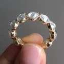 ROUND cut Full White Moissanite Halo Ring With Accents For Engagement Wedding