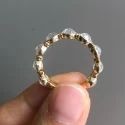 ROUND cut Full White Moissanite Halo Ring With Accents For Engagement Wedding