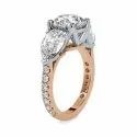Three Stones Round Pear Cut Full White Moissanite White,Yellow,Rose Gold For Engagement