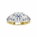 Three Stones Round Pear Cut Full White Moissanite White,Yellow,Rose Gold For Engagement