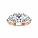 Three Stones Round Pear Cut Full White Moissanite White,Yellow,Rose Gold For Engagement