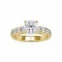 Round Cut Full White Moissanite Ring White,Yellow,Rose Gold For Engagement Wedding