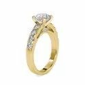 Round Cut Full White Moissanite Ring White,Yellow,Rose Gold For Engagement Wedding