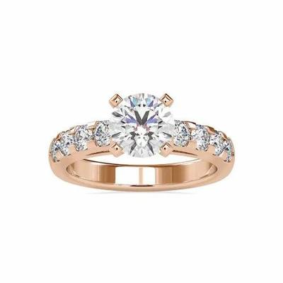Round Cut Full White Moissanite Ring White,Yellow,Rose Gold For Engagement Wedding