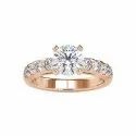 Round Cut Full White Moissanite Ring White,Yellow,Rose Gold For Engagement Wedding