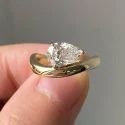 Round Cut Full White Moissanite Ring White Yellow Rose Gold For Engagement Wedding