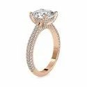 Round Cut Full White Moissanite Ring White,Yellow,Rose Gold For Wedding