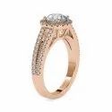 White Yellow Rose Gold Round Cut Full White Moissanite Halo Ring With Accents For Engagement Wedding