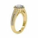 White Yellow Rose Gold Round Cut Full White Moissanite Halo Ring With Accents For Engagement Wedding