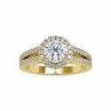 White Yellow Rose Gold Round Cut Full White Moissanite Halo Ring With Accents For Engagement Wedding