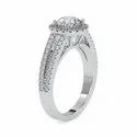 White Yellow Rose Gold Round Cut Full White Moissanite Halo Ring With Accents For Engagement Wedding