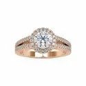 White Yellow Rose Gold Round Cut Full White Moissanite Halo Ring With Accents For Engagement Wedding