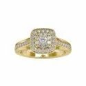 Round Cut Full White Moissanite Gold Ring With Accents For Engagement