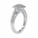 Round Cut Full White Moissanite Gold Ring With Accents For Engagement