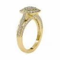 Round Cut Full White Moissanite Gold Ring With Accents For Engagement