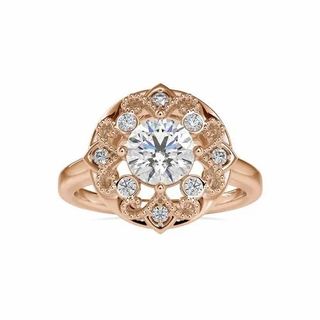 DEF Round Cut Full White Moissanite Ring White,Yellow,Rose Gold For Engagement