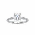 White Yellow Rose Gold Round Cut Full White Moissanite Ring For Engagement Wedding