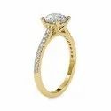 White Yellow Rose Gold Round Cut Full White Moissanite Ring For Engagement Wedding