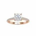White Yellow Rose Gold Round Cut Full White Moissanite Ring For Engagement Wedding