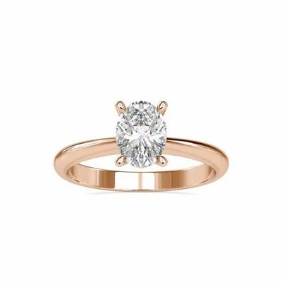 White Yellow Rose Gold Solitaire Oval Cut Full White Moissanite For Engagement Wedding