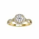 White Yellow Rose Gold Solitaire Round Cut Full White Moissanite Ring For Engagement