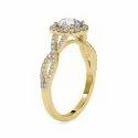 White Yellow Rose Gold Solitaire Round Cut Full White Moissanite Ring For Engagement