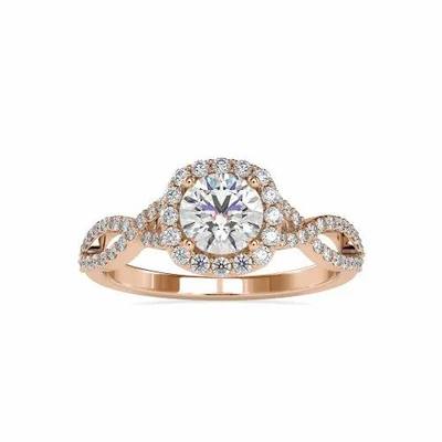 White Yellow Rose Gold Solitaire Round Cut Full White Moissanite Ring For Engagement