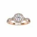 White Yellow Rose Gold Solitaire Round Cut Full White Moissanite Ring For Engagement